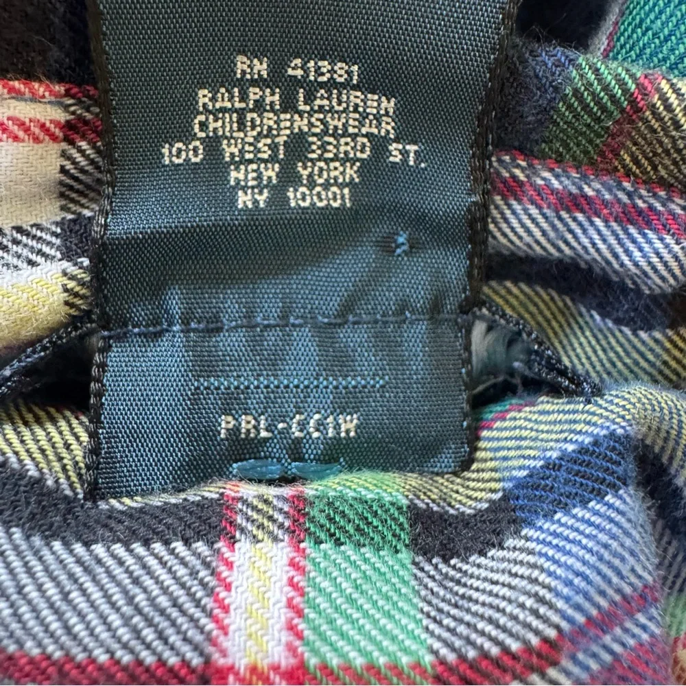 Ralph Lauren Polo Boy’s Plaid Cotton Button-Down Shirt Blue & Red Size XL 18-20